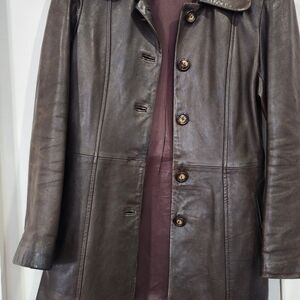 Brown Real Leather Coat-vintage